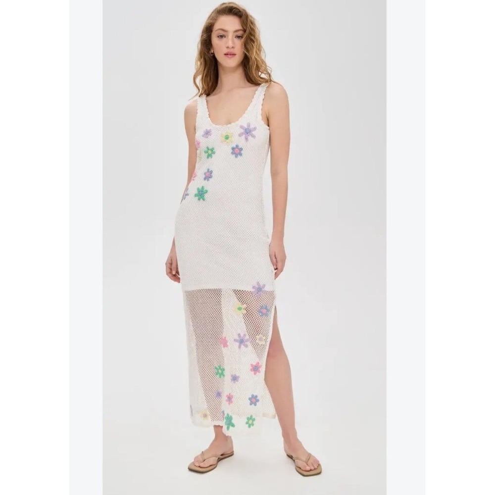 NEW! Beach Riot Diana Dress Sublime Spring Crochet Floral Maxi White Medium